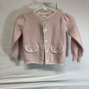 Edgehill Collection Pink & White Scalloped Cardigan Size 12 Months